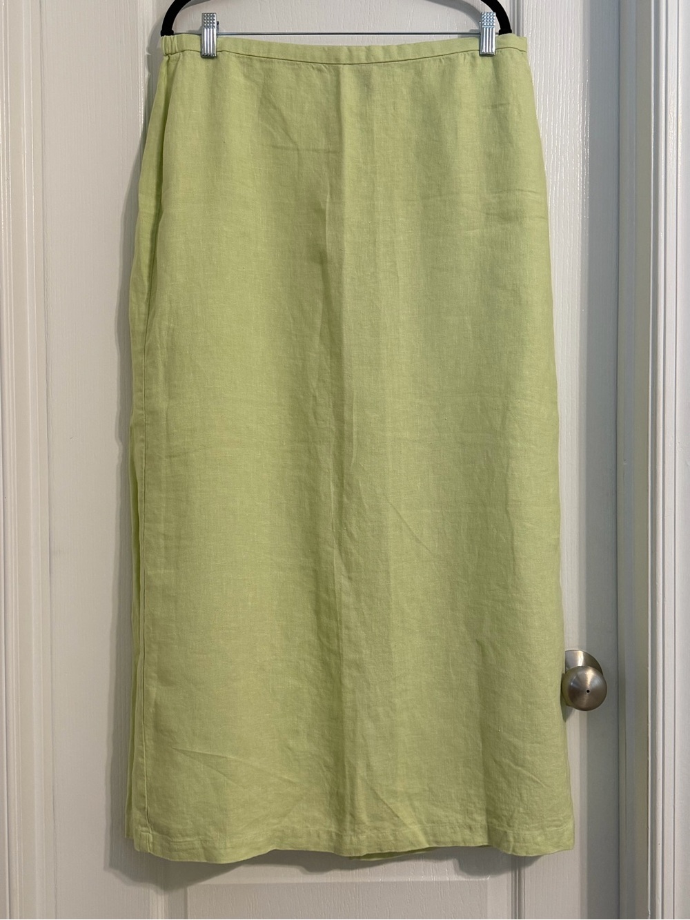 Eileen Fisher Lightweight Linen Honeydew Maxi Skirt Sz L